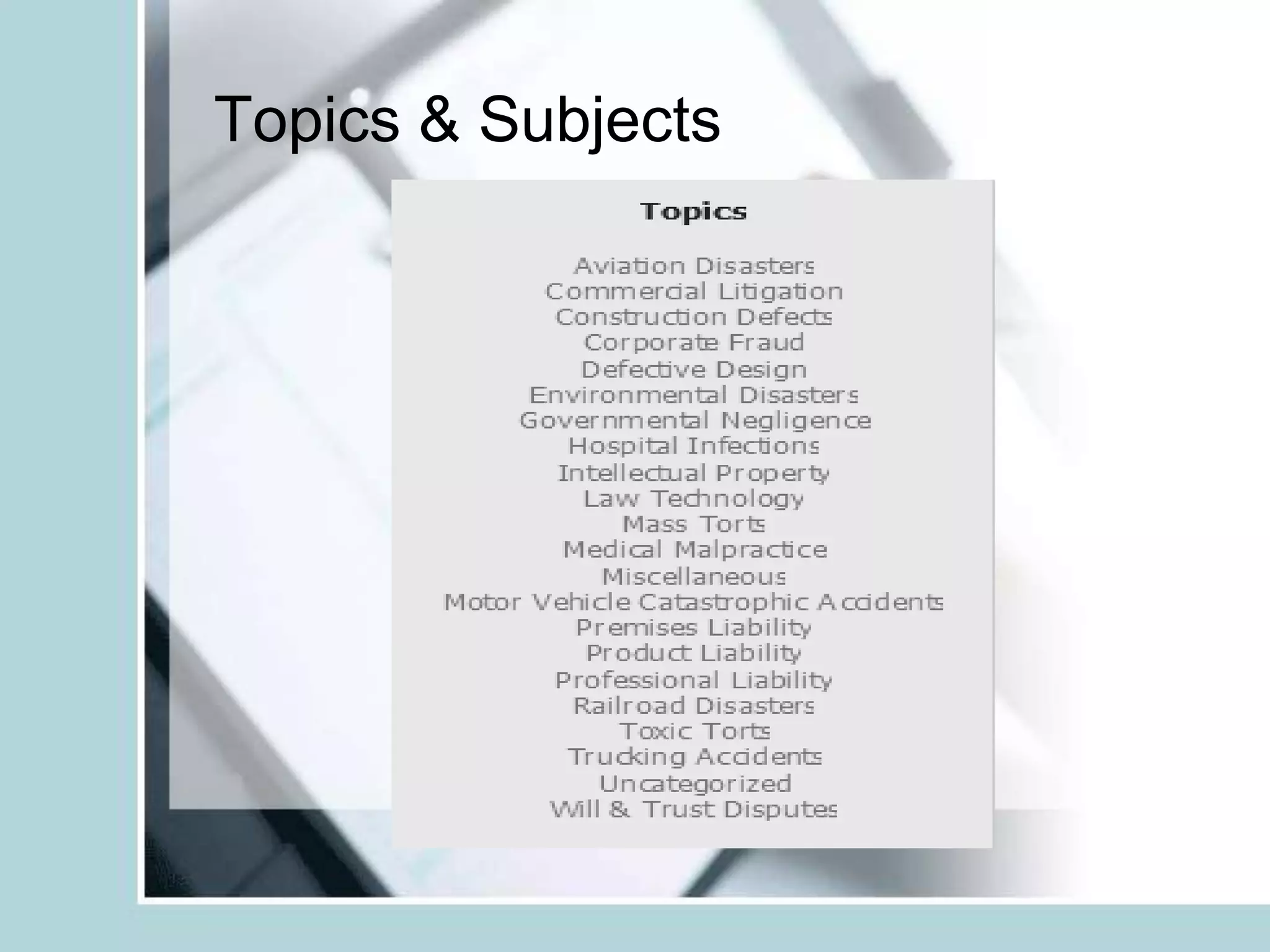 Topics & Subjects