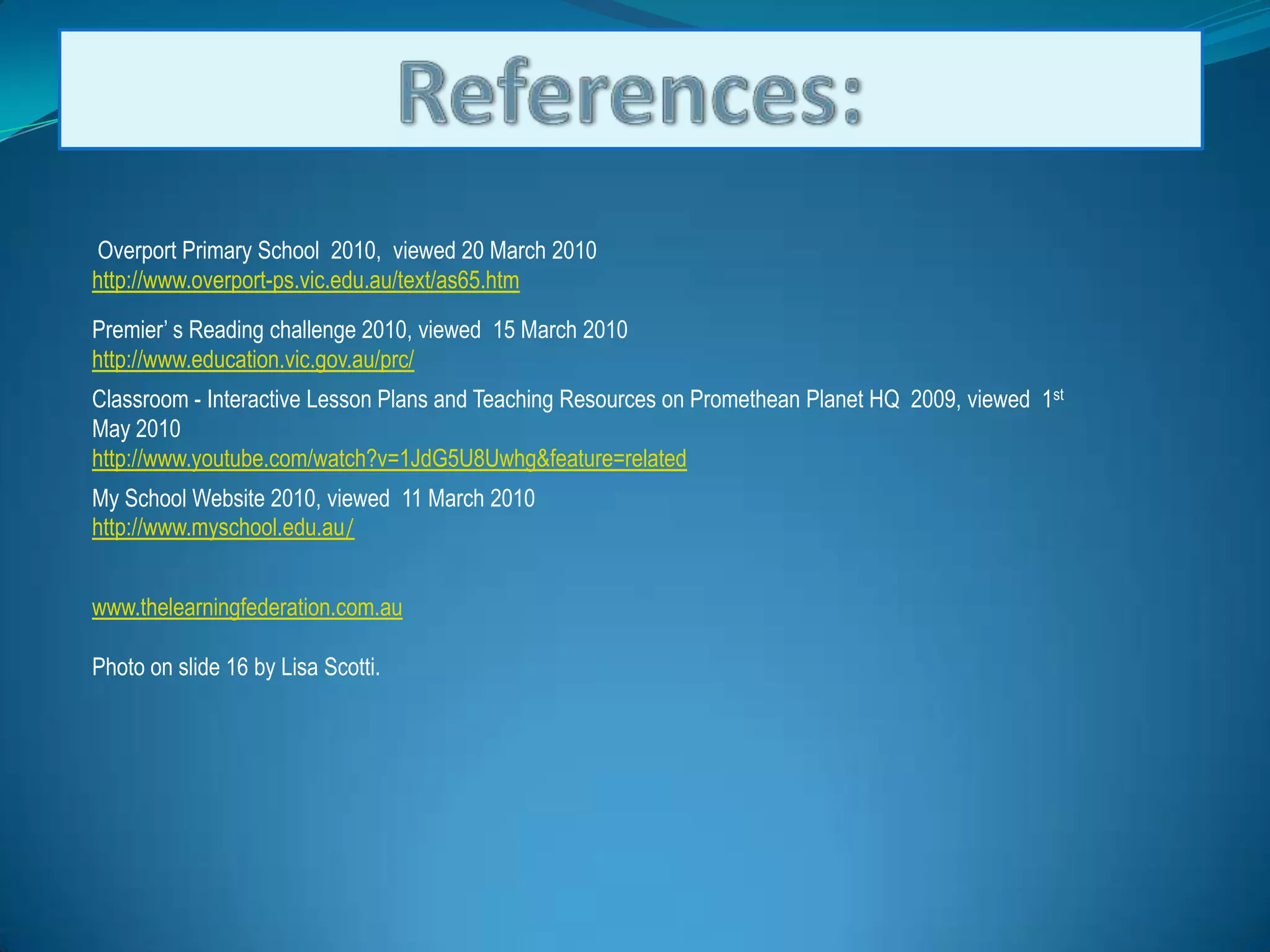 Clickview(www.clickview.com.au) allows  libraries of digital video and media to be stored on the schools network.  This media can be accessed from any computer within the network and can be viewed by hundreds of teachers and students at the same time. A key feature of Clickview includes ‘24-7’; 24-7 records up to 6 digital free-to-air channels 24 hours per day and achieves for 14 days. More than 2000 hours of recording can be stored. Teachers and Students have access to Clickview via the portal.My school:Is a Website that can be accessed via the internet.  IT can be utilised by parents, teachers and prospective parents.