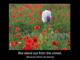 But stand out from the crowd.(Because clones are boring)