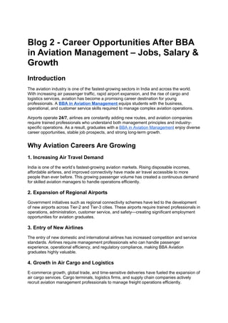 Career Opportunities After BBA in Aviation Management – Jobs, Salary ...