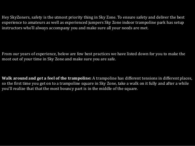 sky zone best practices