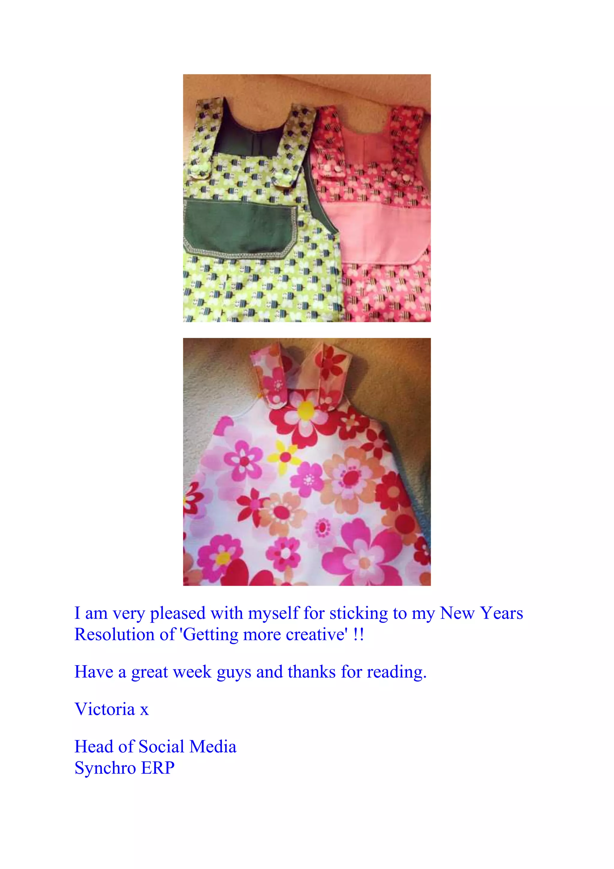 I am very pleased with myself for sticking to my New Years
Resolution of 'Getting more creative' !!

Have a great week guys and thanks for reading.

Victoria x

Head of Social Media
Synchro ERP
 