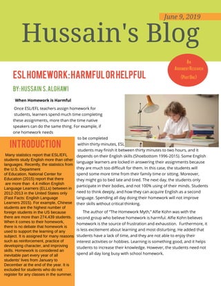  ESL homework:  harmful or helpful (1)
