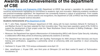 The department of CSE: Awards and Achievements | PPTX