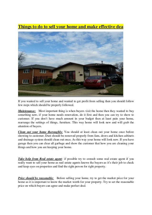 things to do to sell a house
