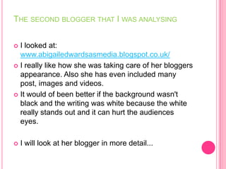 Blog Analysis Example Blog analysis | PPTX