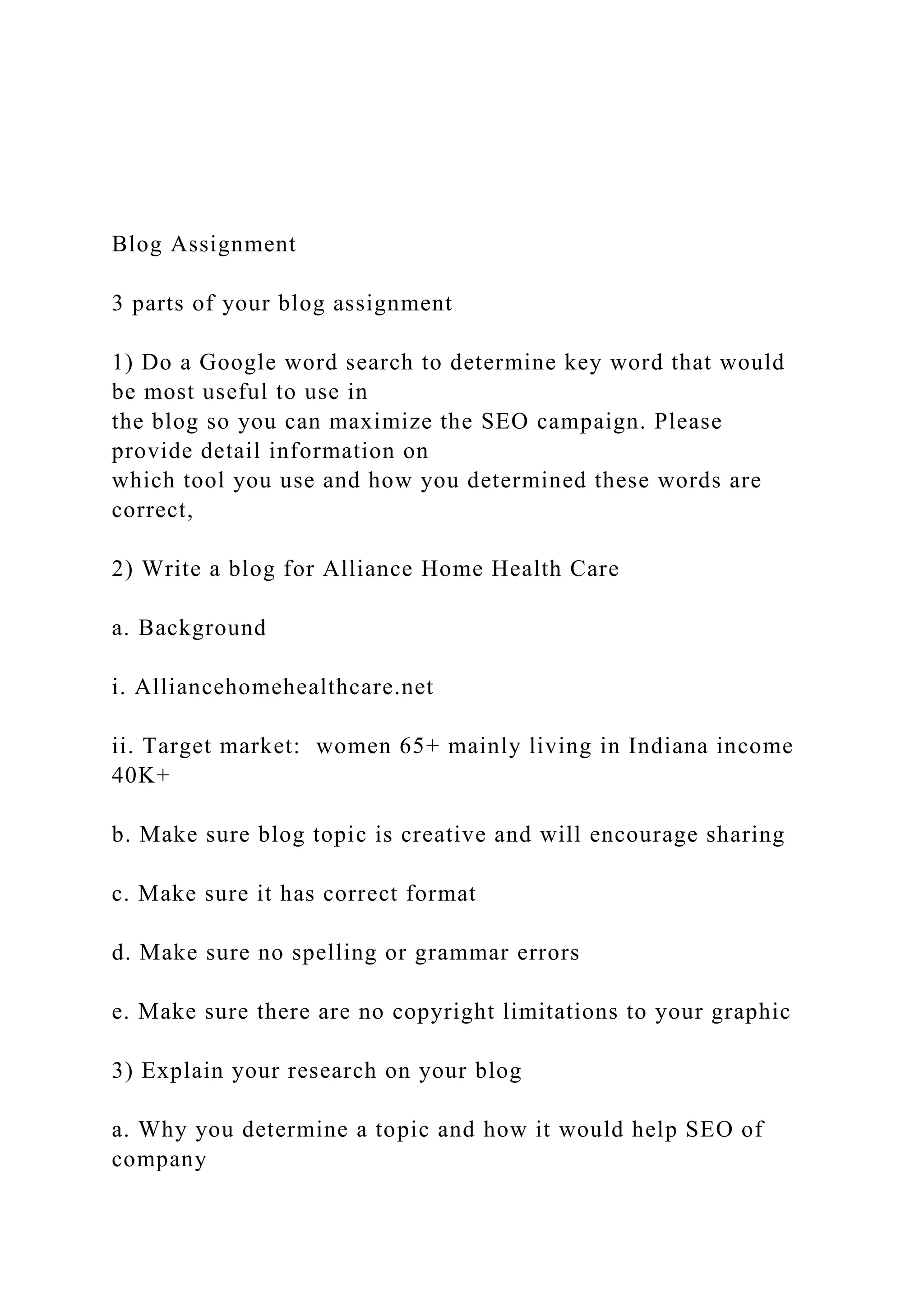 Blog Assignment 3 parts of your blog assignment 1) Do .docx