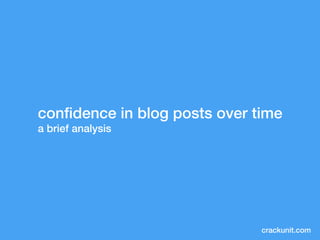 confidence in blog posts over time
a brief analysis




                               crackunit.com
 