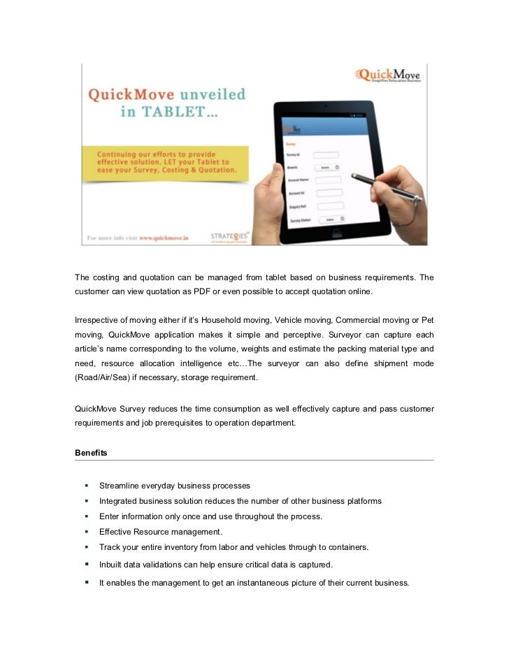 quickmove software for packers amp movers industry packers and movers quotation format