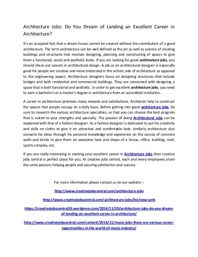 Architecture Jobs Do You Dream of Landing an Excellent Career in