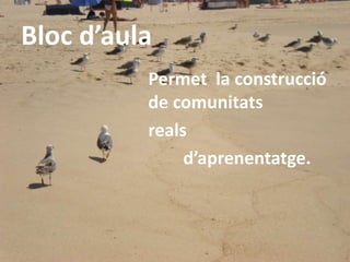 Bloc d’aula
          Permet la construcció
          de comunitats
          reals
               d’aprenentatge.
 