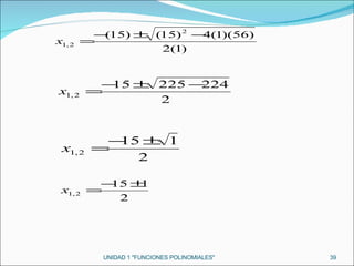 UNIDAD 1 "FUNCIONES POLINOMIALES" 