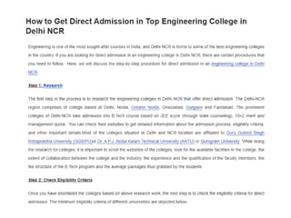 How to Get Direct Admission in Top Engineering College in Delhi NCR ...