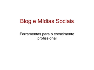 Blog e Mídias Sociais Ferramentas para o crescimento profissional 