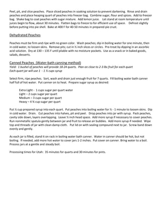 Food Preservation Peaches