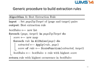 Generic procedure to build extraction rules
10
 