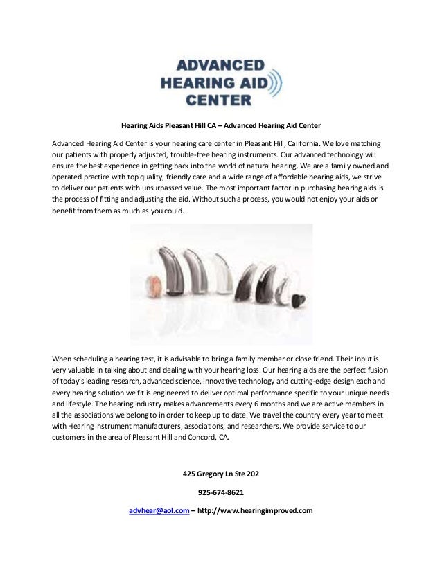Hearing Aids Pleasant Hill CA Advanced Hearing Aid Center