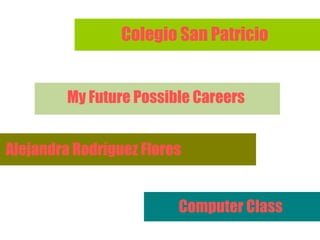 Colegio San Patricio Alejandra Rodríguez Flores Computer Class My Future Possible Careers 