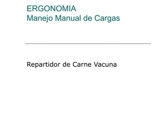 ERGONOMIA Manejo Manual de Cargas  Repartidor de Carne Vacuna  
