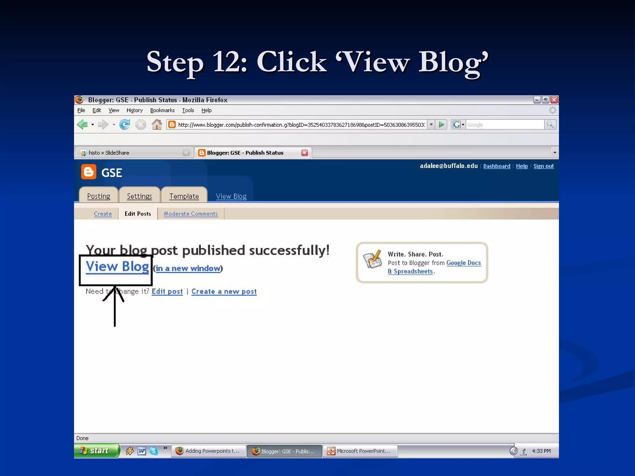 Step 12: Click ‘View Blog’