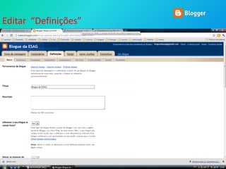 Editar “Definições”
 