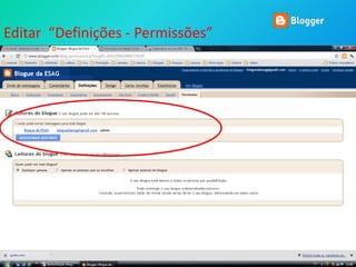 Editar “Definições - Permissões”
 