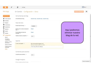 Aquí podremos
eliminar nuestro
 blog de la red.
 