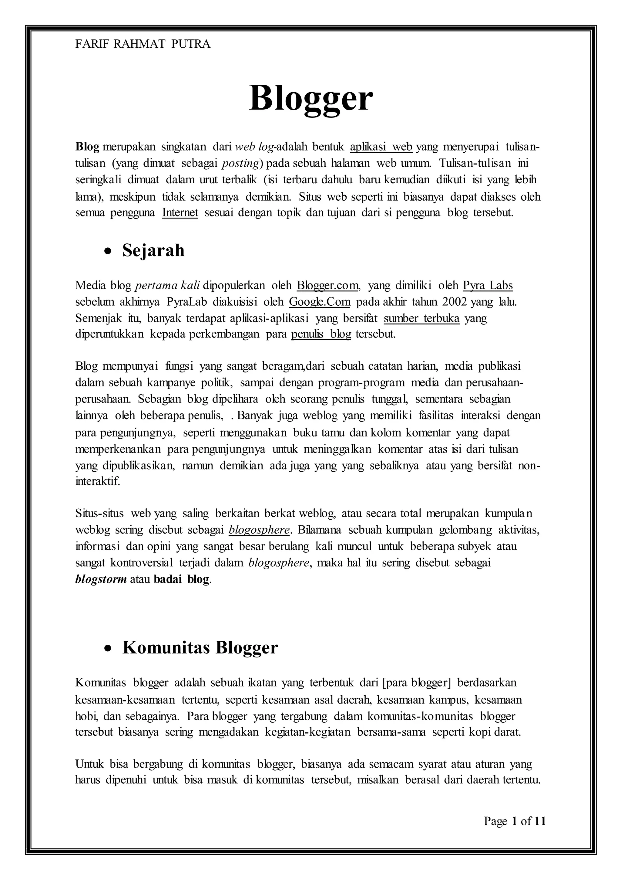 CARA MEMBUAT BLOG | DOCX