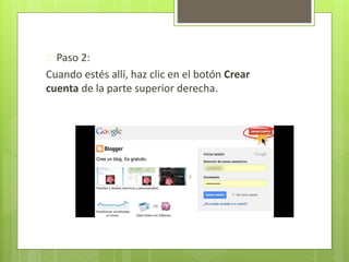  Paso 2:
Cuando estés allí, haz clic en el botón Crear
cuenta de la parte superior derecha.