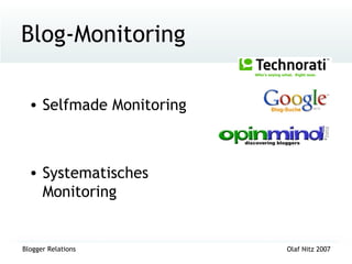 Blog-Monitoring Selfmade Monitoring Systematisches  Monitoring 