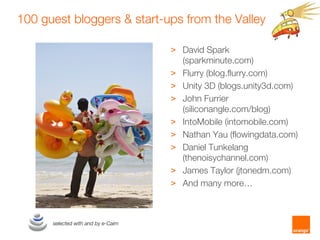 100 guest bloggers & start-ups from the Valley

                                     > David Spark
                       ...
