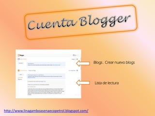 Blogs . Crear nuevo blogs
Lista de lectura
http://www.linagamboasenaecopetrol.blogspot.com/
 