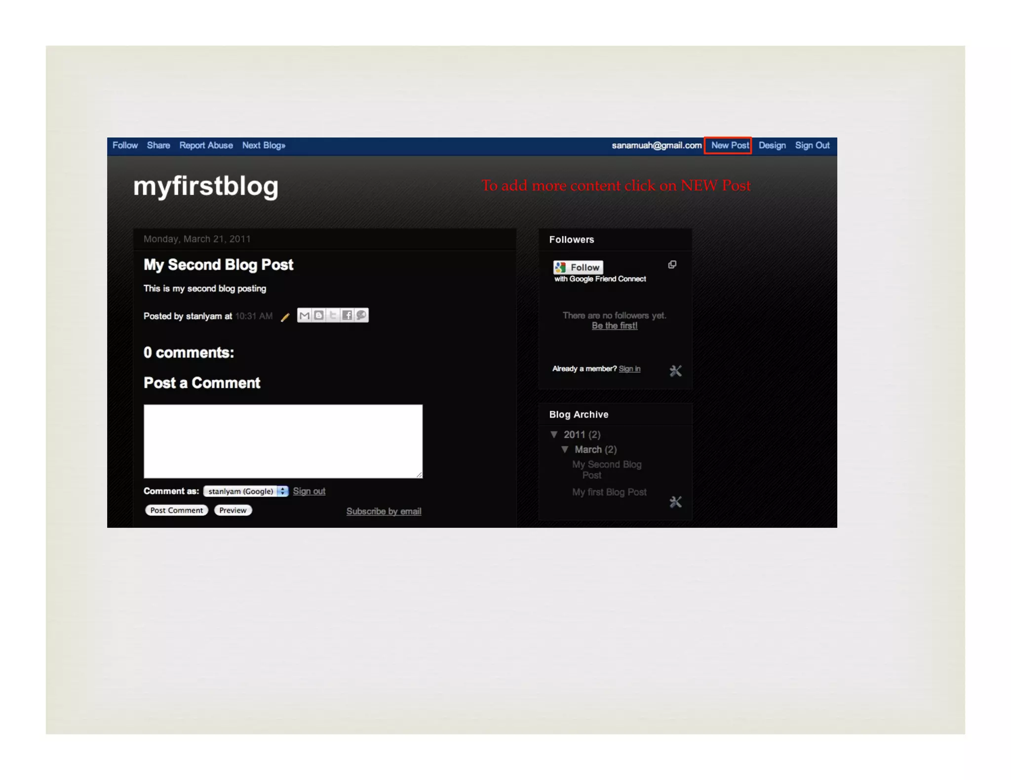 To add more content click on NEW Post
 