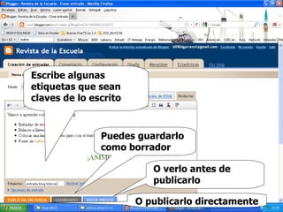 Escribe algunas etiquetas que sean claves de lo escrito O publicarlo directamente O verlo antes de publicarlo Puedes guardarlo como borrador 