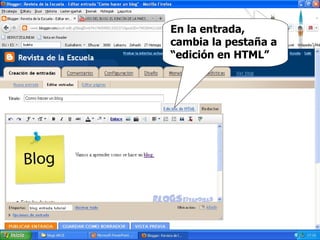 En la entrada, cambia la pestaña a “edición en HTML” 
