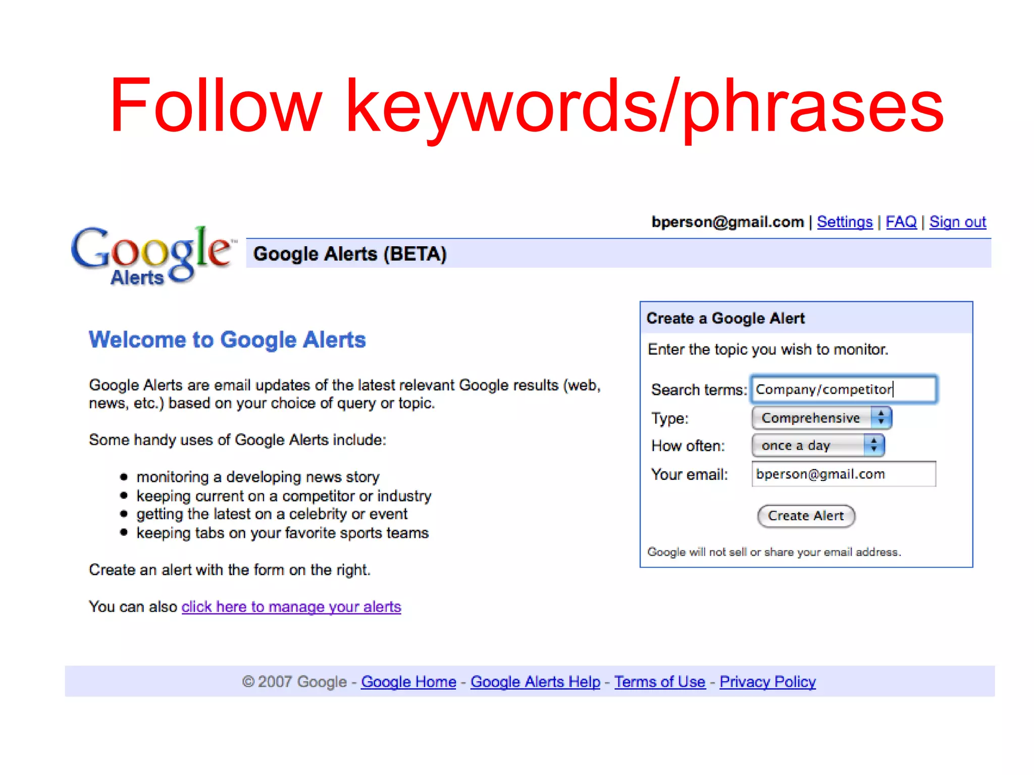Follow keywords/phrases 