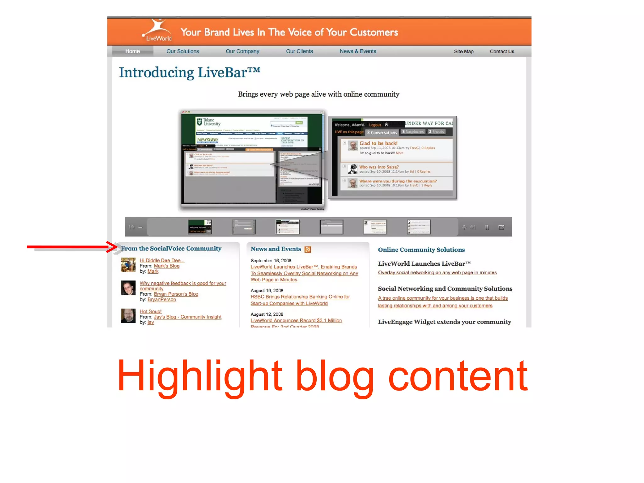 Highlight blog content 