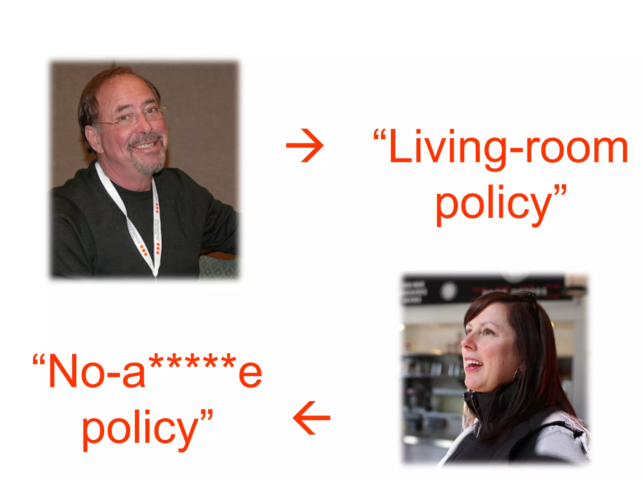 “ No-a*****e policy” “ Living-room policy”     