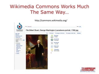 Wikimedia Commons Works Much
       The Same Way…
        http://commons.wikimedia.org/
 