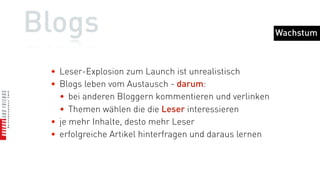 Blogs                         Beziehungsaufbau



             Unternehmen




   Blogger                 Leser
 