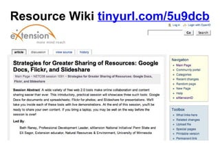 Resource Wiki  tinyurl.com/5u9dcb 