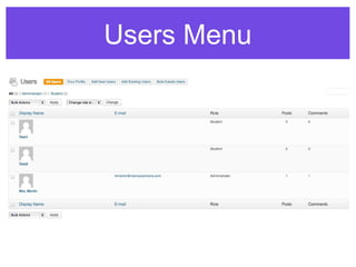 Users Menu
 