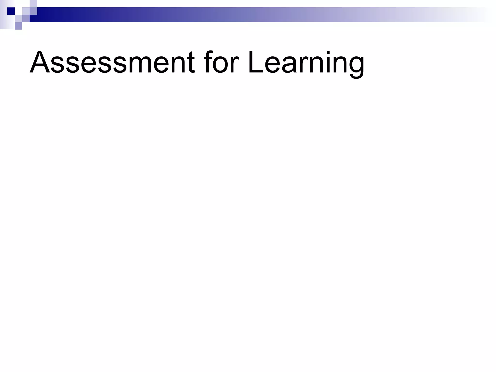 Assessment for Learning 