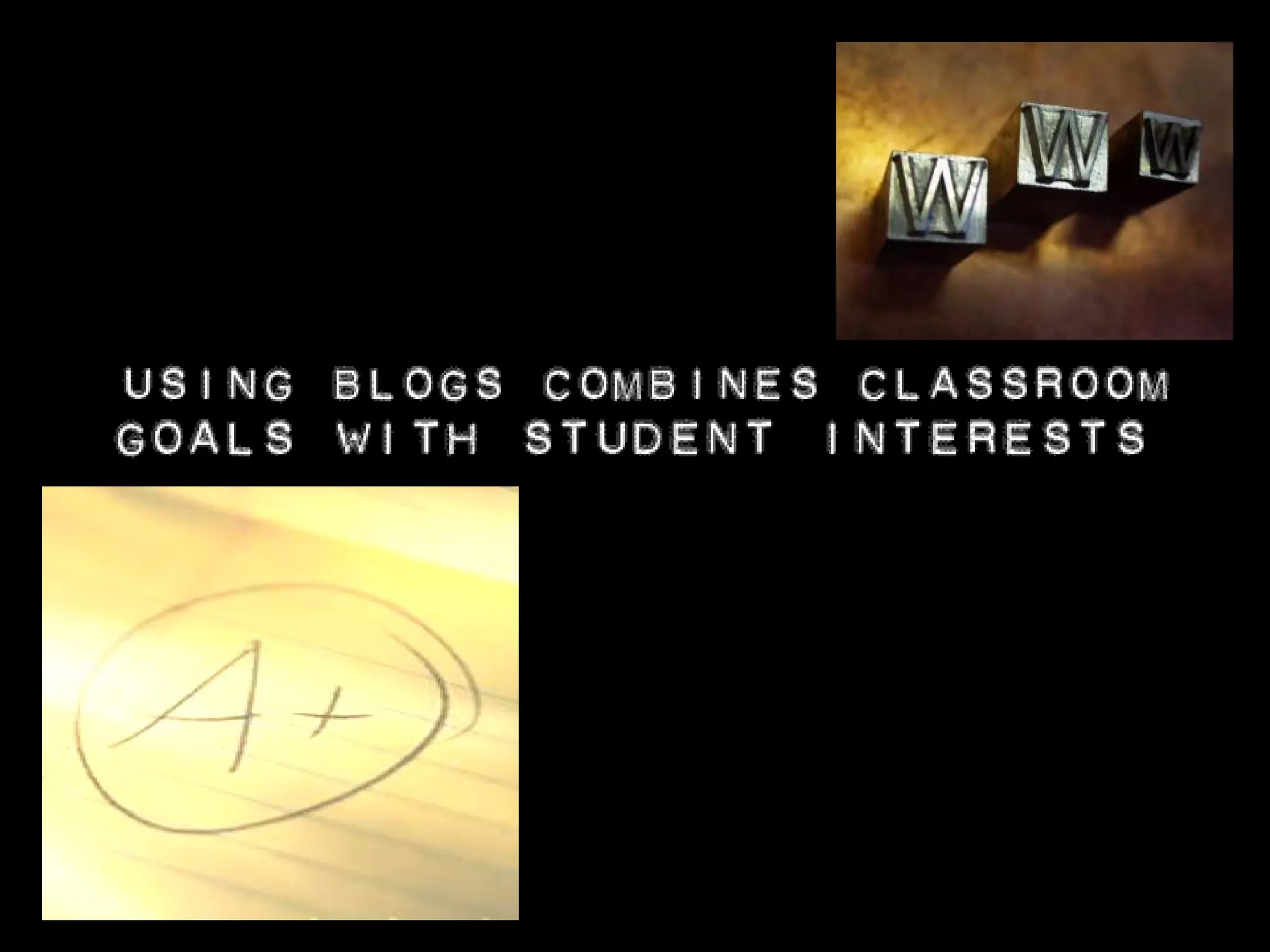 Using blogs combines classroom goals with student interests. 
