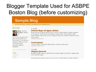 Blogger Template Used for ASBPE Boston Blog (before customizing) 