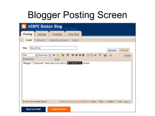 Blogger Posting Screen 