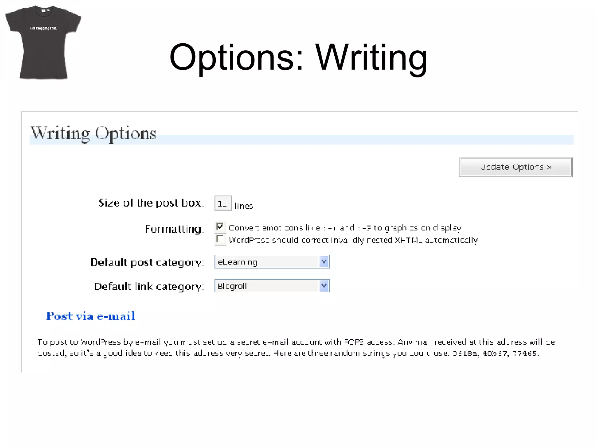 Options: Writing 