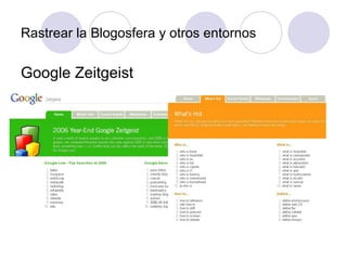Rastrear la Blogosfera y otros entornos Google Zeitgeist 