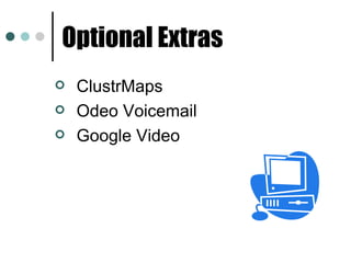 Optional Extras ClustrMaps Odeo Voicemail Google Video 