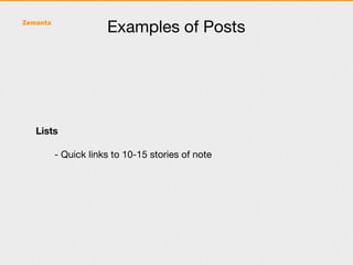 Examples of Posts




Lists

    - Quick links to 10-15 stories of note
 